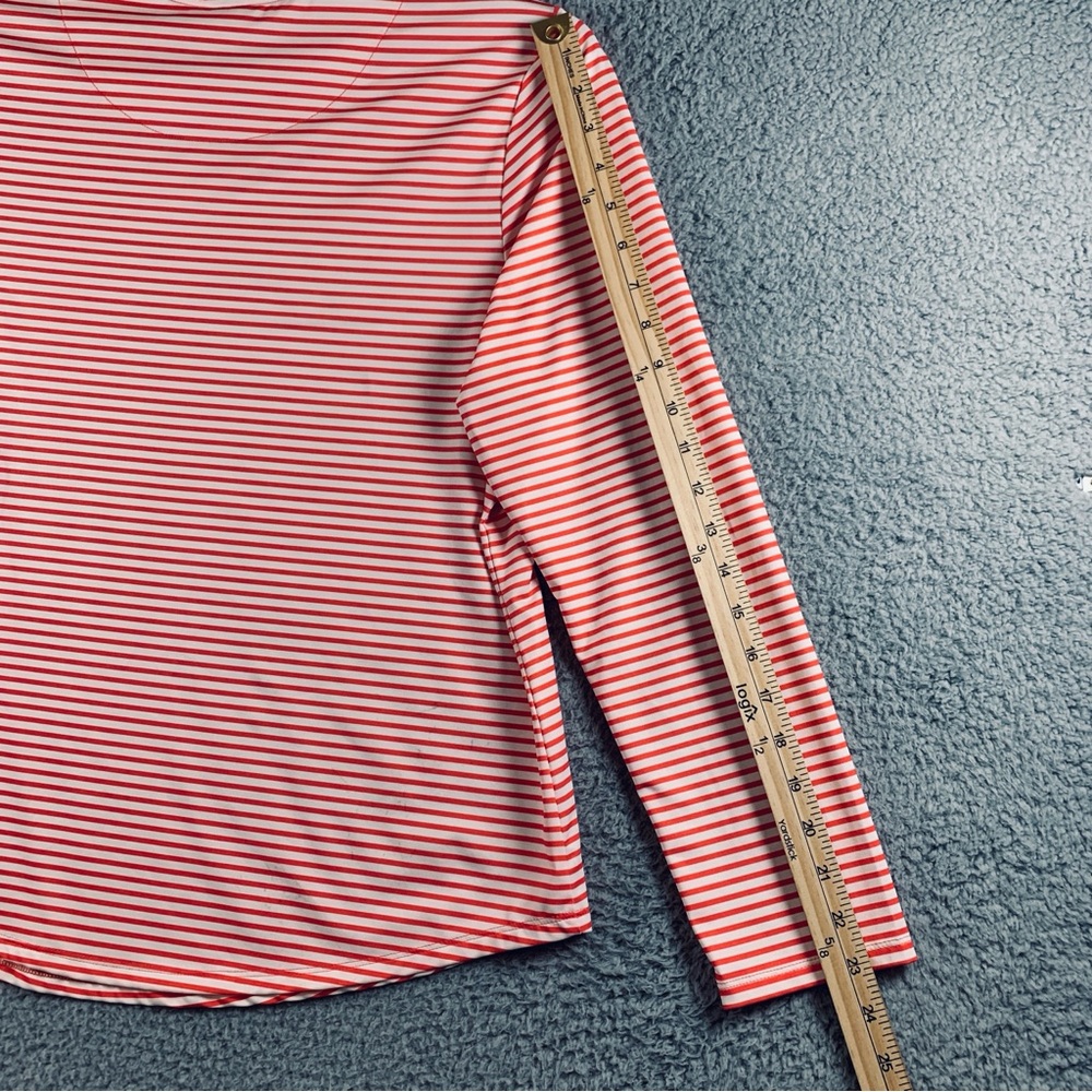 Chico's Zenergy Women's UPF Long Sleeve Top Crew‎ Neck Stripe Orange White 2 - Picture 10 of 10